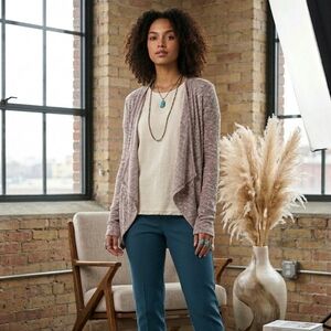 American Eagle Marled Drape Front Cardigan Asymmetrical Handkerchief Hem Size XS